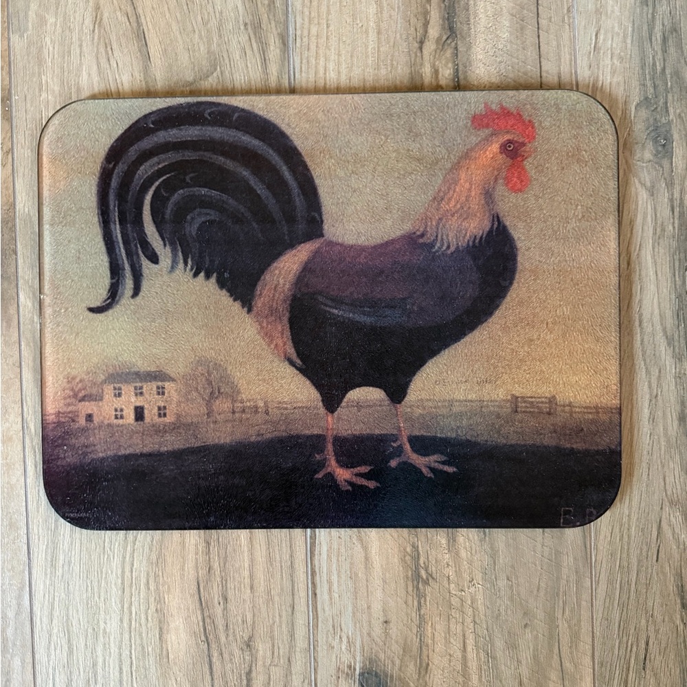 Set of 6 Vintage Pimpernel Rooster Placemats Emma Baker Signed + Cutting Board - Picture 4 of 5